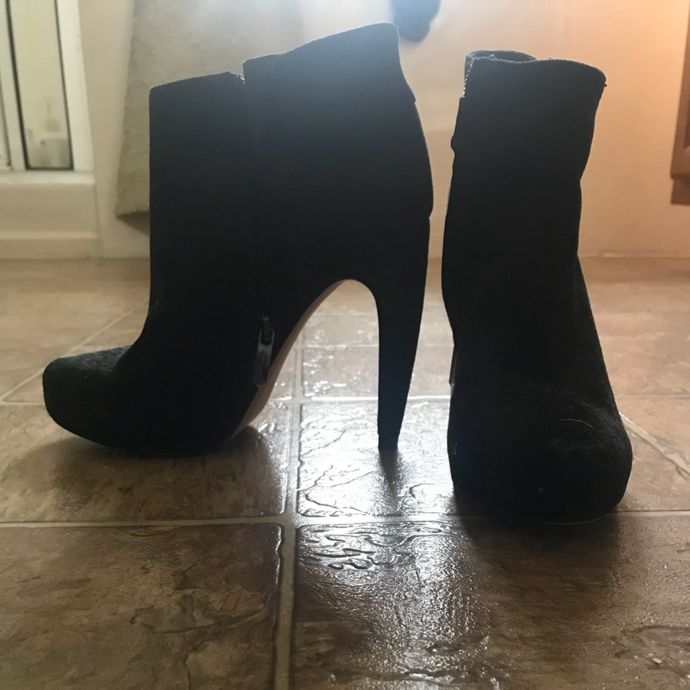 Black suede ankle booties